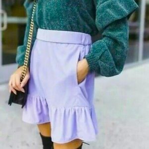 J Crew Lilac Peplum Hem Velvet Mini Skirt Womens Size XXS